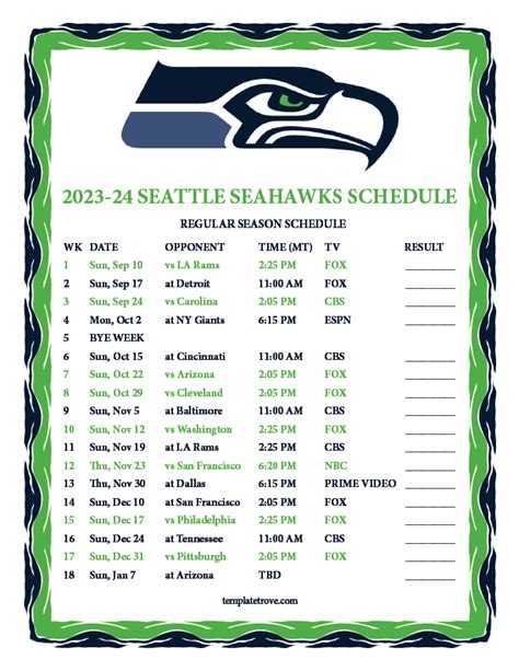 seahawks playoff schedule